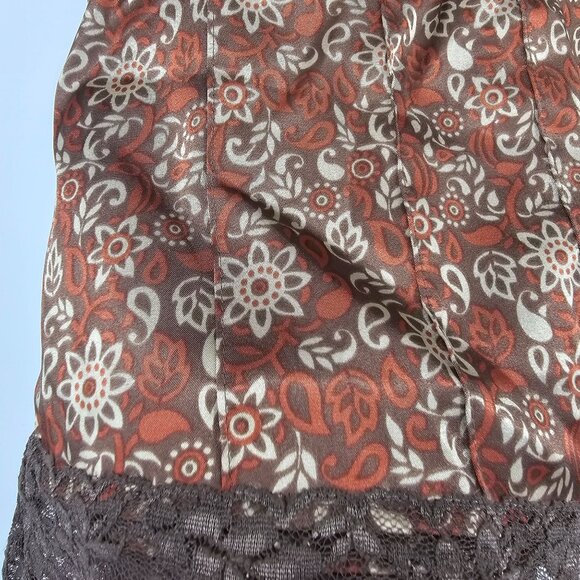 VTG Y2K Fossil Babydoll Floral Lace Trim Cami Top L Boho Satin Spaghetti Strap - Picture 10 of 11
